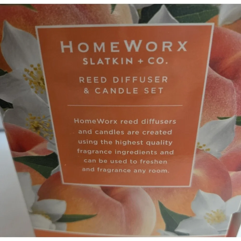 Homeworx Slatkin & Co. Jasmine And White Peach Reed Diffuser And Candle